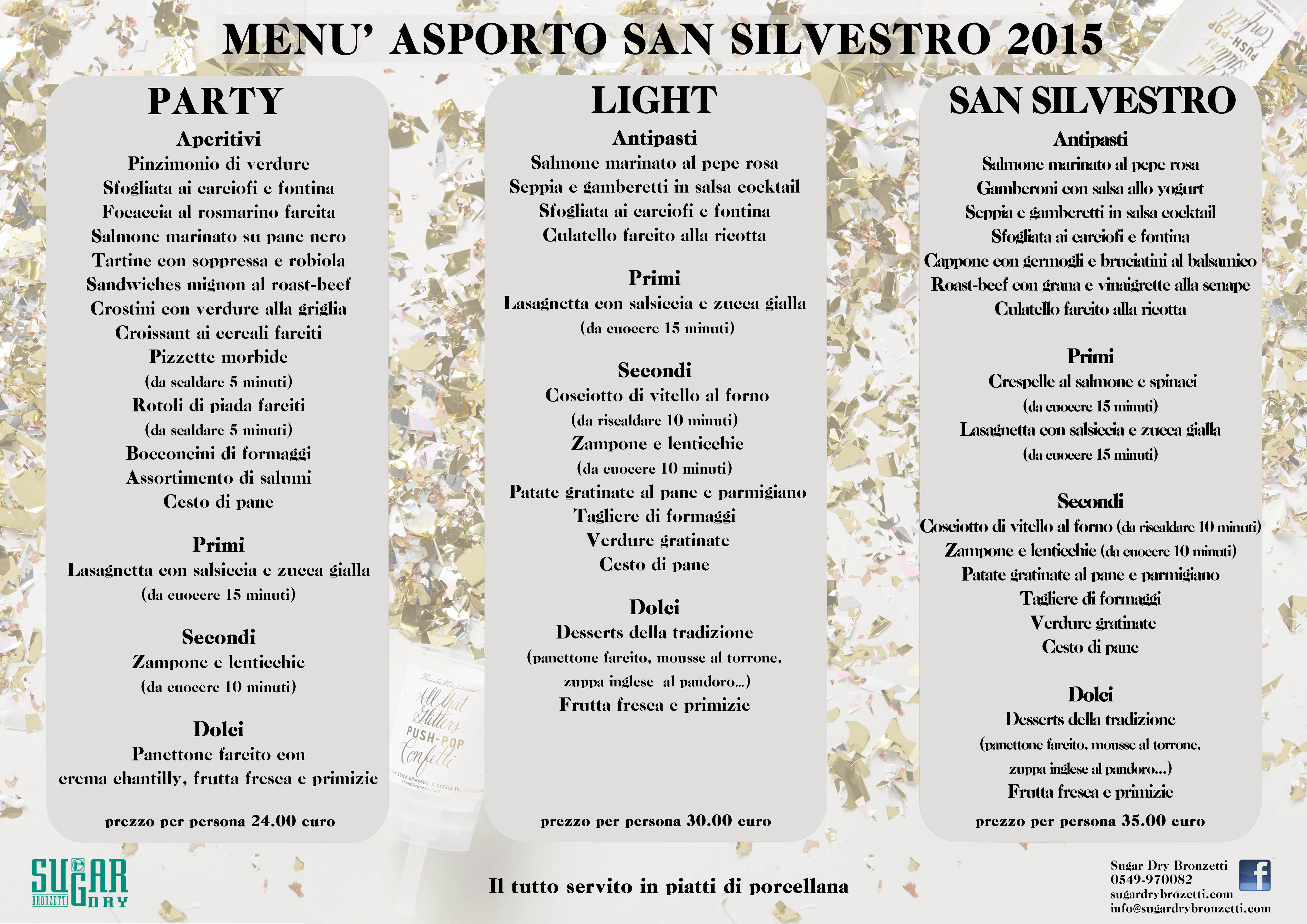 MENU’ ASPORTO SAN SILVESTRO 2015