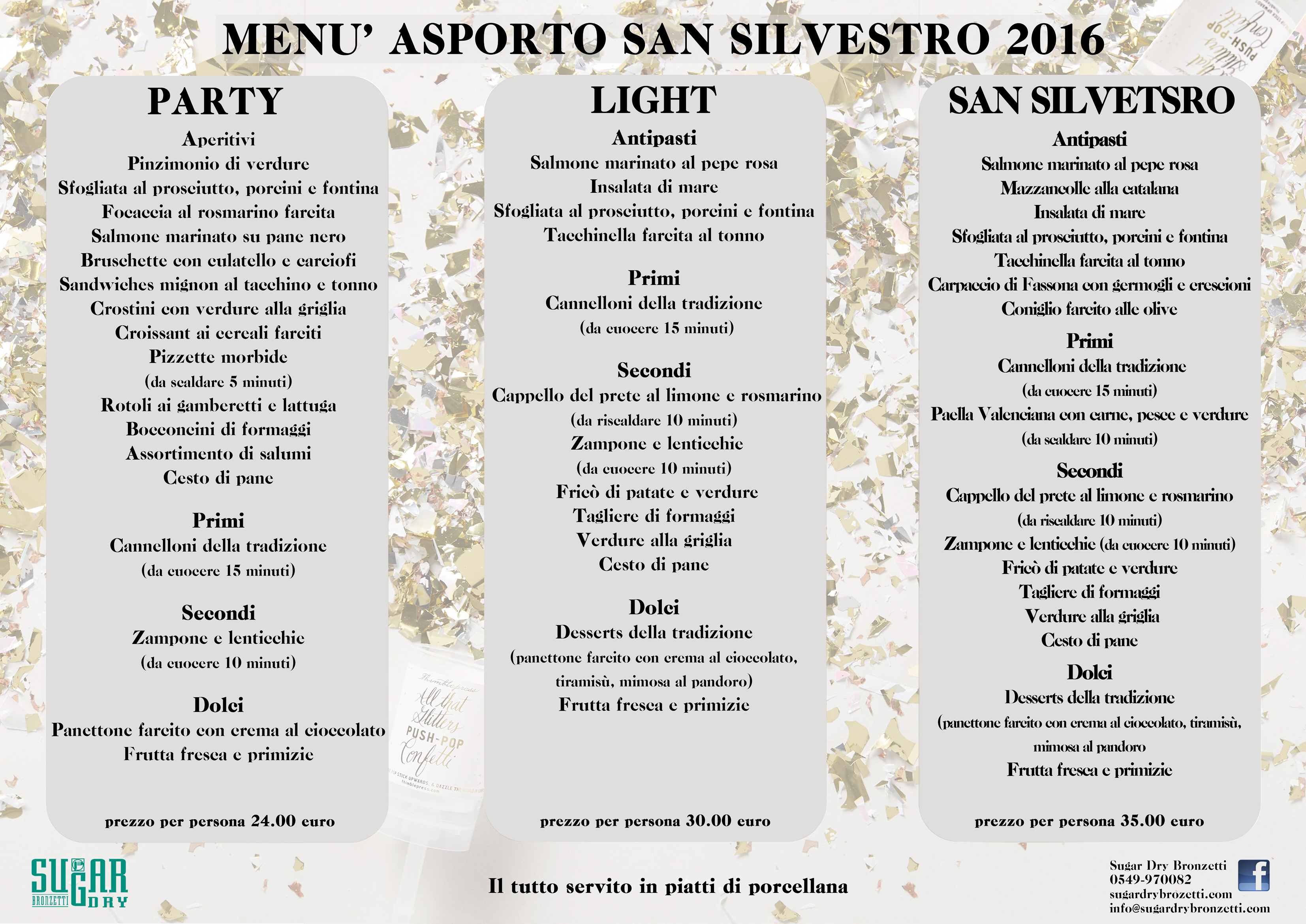 MENU’ ASPORTO SAN SILVESTRO 2016