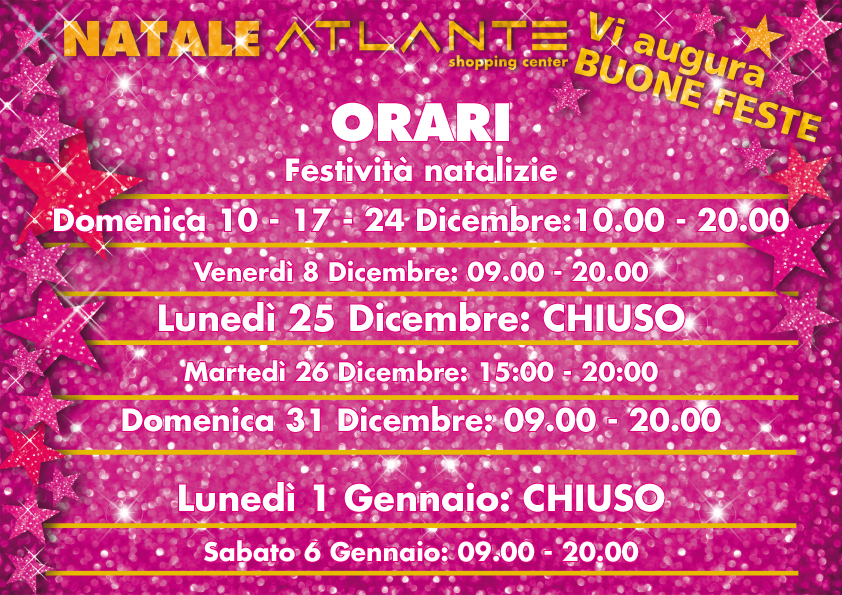 ORARI FESTIVITA’ NATALIZIE