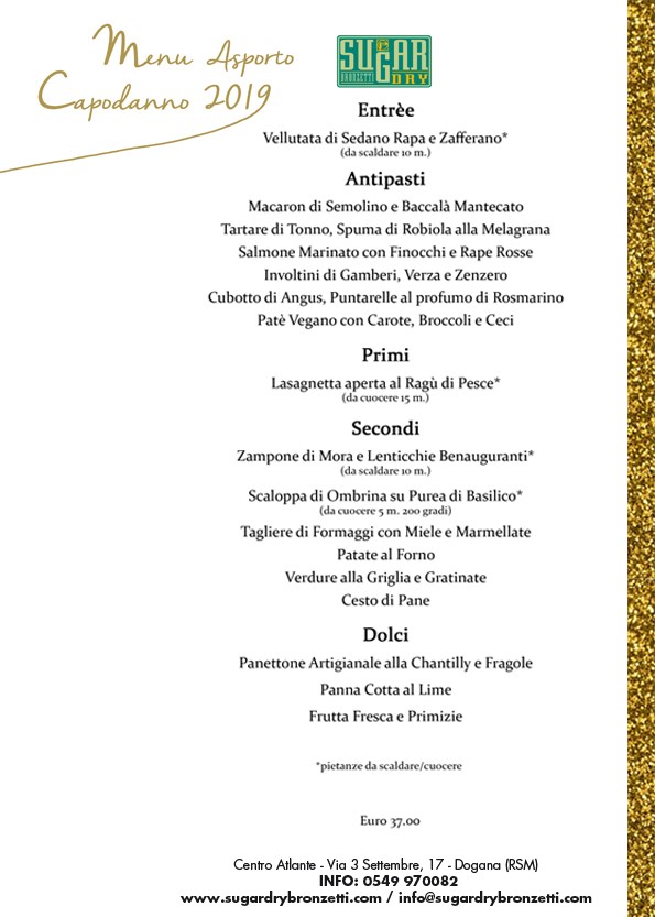 MENU’ ASPORTO CAPODANNO 2019 SUGAR DRY