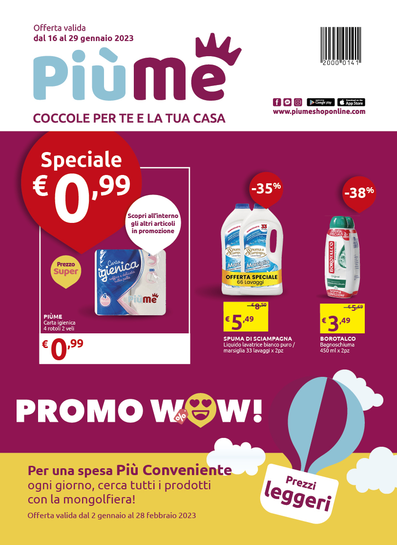 OFFERTE PIU’ME DAL 16 AL 29 GENNAIO