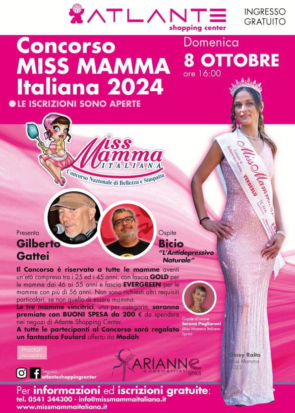 DOMENICA 8 OTTOBRE ORE 16.00 CONCORSO MISS MAMMA ITALIANA 2024