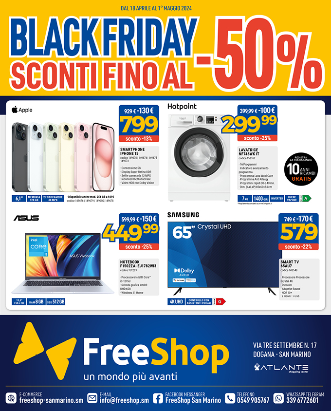 OFFERTE FREE SHOP DAL 18 APRILE AL 1 MAGGIO 2024